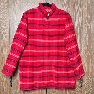 Vtg Plaid Wool Blend Zip Front Jacket Women M Black Red Lined Imagio Turkey Made